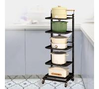 Carrello portaoggetti per frutta e verdura, 5 pannelli, nero, per cucina e bagno, cassettiera versatile per un facile accesso e risparmio di spazio