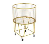Carrello portaoggetti rotondo in metallo Deco 79 con ruote, 18" x 18" x 25", oro
