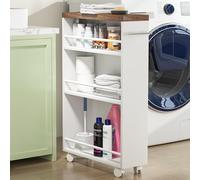 Carrello Portaoggetti Salvaspazio 50x16x80 cm per Cucina Bagno con Ruote Bianco