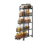 Carrello portaoggetti sottile con cestini estraibili, scaffale a più livelli per spazi ristretti e organizzazione del bagno