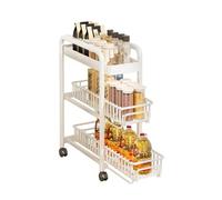 Carrello Portaoggetti Sottile Con Rotelle,carrello Portaoggetti For Scaffali,ripiano Portaoggetti Con Spazi Vuoti A 3/4/5 Livelli Con Cestello Estraibile,for Luoghi(Color 1,3 tiers-Width 22cm)