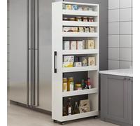 Carrello portaoggetti sottile con ruote con maniglia, armadio da cucina a più livelli per piccoli spazi accanto al frigorifero