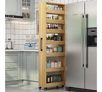 Carrello portaoggetti sottile con ruote con maniglia, armadio da cucina a più livelli per piccoli spazi accanto al frigorifero