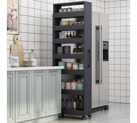Carrello portaoggetti sottile con ruote con maniglia, armadio da cucina a più livelli per piccoli spazi accanto al frigorifero