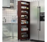 Carrello portaoggetti sottile con ruote con maniglia, armadio da cucina a più livelli per piccoli spazi accanto al frigorifero