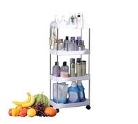 Carrello portaoggetti sottile da 1/4 - organizer estraibile, sottile carrello portaoggetti a 4 ripiani | Scaffale mobile, carrello portaoggetti da bagno, carrello portaoggetti sottile per camere da