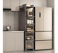 Carrello portaoggetti sottile, design multistrato, organizer per ruote, per cucina, bagno, piccolo spazio, acciaio al carbonio, facile mobilità