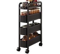 Carrello Portaoggetti Sottile per Il Bagno Non Richiede Installazione con Guide Estraibili Scaffalatura Mobile Estraibile per Ufficio, Cucina, Lavanderia e Spazi Ristretti(Black,40 * 13 * 90cm)