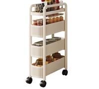 Carrello Portaoggetti Sottile per Il Bagno Non Richiede Installazione con Guide Estraibili Scaffalatura Mobile Estraibile per Ufficio, Cucina, Lavanderia e Spazi Ristretti(White,40 * 18 * 90cm)
