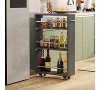 Carrello portaoggetti sottile, portaspezie, carrello da cucina stretto con maniglie e ruote, mobili salvaspazio per riporre le porte