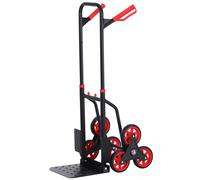Carrello Portapacchi Pieghevole per Scale 150 Kg in Metallo Nero e Rosso