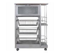 Carrello portapane con portabottiglie e portafrutta piano in ceramica GRIGIO