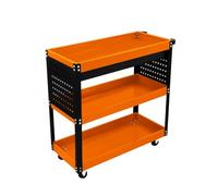 Carrello Portatile a 3 Piani con Cassetto con Serratura 2 Chiavi 4 Ruote Girevoli 2 Ripiani per Appendere 6 Ganci Capacità 150 kg Officina Garage Fai da Te Acciaio Verniciato a Polvere Resistente