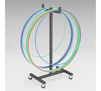 Carrello portatile a cerchio per attrezzatura sportiva, contenitore mobile per hula hoop e corde per saltare