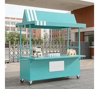 Carrello portatile con tettoia, espositore mobile per alimenti con ruote bloccabili e grande spazio aperto, bancarella in metallo resistente per caffè, cibo da strada, eventi