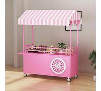 Carrello portatile con tettoia parasole e scatola di stoccaggio, espositore mobile per bancarella del mercato per mercato degli agricoltori di strada e mostre artigianali