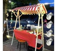 Carrello portatile con tettoia per venditori ambulanti, 120-150 cm, pieghevole, bancarella del mercato rosso (120 x 60 x 195 cm)