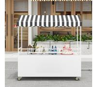 Carrello portatile del venditore della via con il baldacchino, carretto all'aperto resistente dell'alimento sulle ruote, carrello mobile di vendita per la colazione del caffè