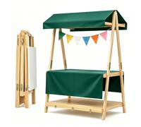 Carrello portatile in legno con baldacchino, supporto per limonata per | Espositore pieghevole versatile per vendita di dolci, fiere artigianali ed eventi stagionali, perfetto per mostrare le tue