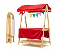 Carrello portatile in legno con baldacchino, supporto per limonata per | Espositore pieghevole versatile per vendita di dolci, fiere artigianali ed eventi stagionali, perfetto per mostrare le tue