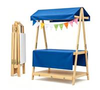 Carrello portatile in legno con baldacchino, supporto per limonata per | Espositore pieghevole versatile per vendita di dolci, fiere artigianali ed eventi stagionali, perfetto per mostrare le tue