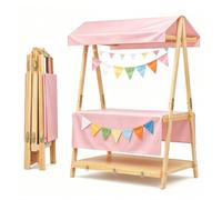 Carrello portatile in legno con baldacchino, supporto per limonata per | Espositore pieghevole versatile per vendita di dolci, fiere artigianali ed eventi stagionali, perfetto per mostrare le tue