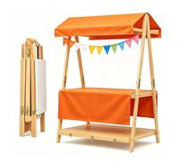 Carrello portatile in legno con baldacchino, supporto per limonata per | Espositore pieghevole versatile per vendita di dolci, fiere artigianali ed eventi stagionali, perfetto per mostrare le tue