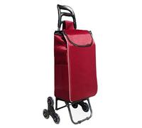 Carrello portatile multifunzione per salire le scale, carrello a mano con diamante rosso, per viaggi e supermercati, design in ferro con leva per rimorchio per una facile mobilità