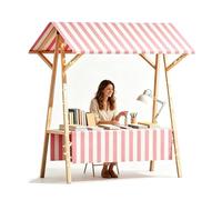 Carrello portatile per alimenti con baldacchino, bancarella pieghevole per venditori, ideale per eventi all'aperto e display di dessert
