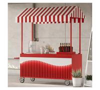 Carrello portatile per alimenti con baldacchino, distributore mobile all'aperto con grande tavolo e scatola di stoccaggio, concessioni resistenti con ruote bloccabili
