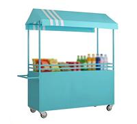 Carrello portatile per alimenti con tettoia bloccabile, supporto mobile per snack su ruote, bancarella leggera per mercati all'aperto, fiere, festival ed eventi