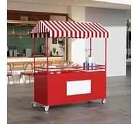 Carrello portatile per alimenti con tettoia, espositore commerciale per venditori di cibo da strada, ideale per mercati ed eventi, design durevole e versatile