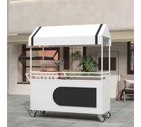 Carrello portatile per alimenti con tettoia, supporto per concessione, scaffale mobile con ruote bloccabili per vendere frutta, verdura, bevande, fiori