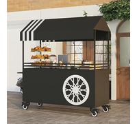 Carrello portatile per bancarella del mercato con baldacchino, carrello mobile per venditori di cibo da strada, ruote bloccabili per eventi, design durevole per uso esterno