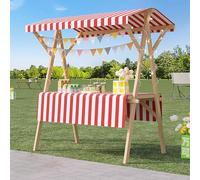 Carrello portatile per cibo da strada con baldacchino, 119,4 cm, in legno, pieghevole, per catering, feste, piccole imprese, colore 1, facile da montare e trasportare