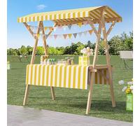 Carrello portatile per cibo da strada con baldacchino, pieghevole, 4 ruote, facile da installare, per mercatini agricoli e stand alimentari (blu, 120/150 cm), ideale per eventi all'aperto e catering
