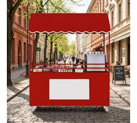 Carrello portatile per esposizioni alimentari con tettoia, ruote bloccabili per eventi all'aperto e mercati di street food, carrello venditore ideale per mercati e festival