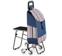 Carrello portatile per la spesa con SeatEasy per salire le scale per fare shopping e riposare senza stress, leggero e comodo per generi alimentari e oggetti essenziali