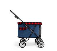 Carrello portatile per la spesa per cani e gatti, pieghevole, da viaggio, per piccoli animali, supporta fino a 13 kg (blu scuro)