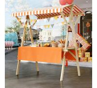 Carrello portatile pieghevole del venditore dell'alimento dello scaffale della stalla del mercato con il baldacchino, banco di mostra di legno del mercato del carrello del venditore all'aperto per il