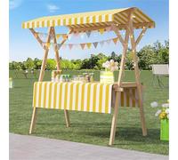 Carrello portatile pieghevole in legno per venditori ambulanti, bancarella leggera con tettoia per mercati agricoli, stand alimentari, hot dog, gelati, espositori di fiori