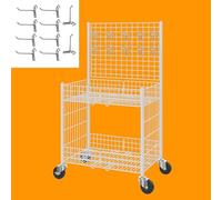 Carrello portatile pieghevole in metallo con ganci, supporto per hot dog e gelato, 65 cm di larghezza, bianco, perfetto per eventi di street food