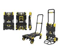 Carrello Portatutto Pieghevole FOLD MAX - Trasformabile 2 in 1, Trolley Portata 70 Kg, Pedana Portata 137 kg - Carrellino Portapacchi Multiuso per Casa, Lavoro, Magazzino, Campeggio, Spiaggia - Nero