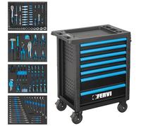 Carrello portautensili 7 cassetti completo di 298 pezzi Fervi C600C4