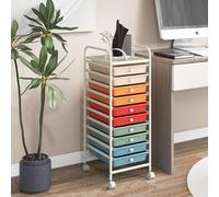 Carrello portautensili a 10 ripiani con cassetti, per trucco, cucina, ufficio e sala giochi, struttura in metallo e ruote universali, design macaron salvaspazio