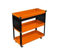 Carrello Portatile a 3 Piani con Cassetto con Serratura 2 Chiavi 4 Ruote Girevoli 2 Ripiani per Appendere 6 Ganci Capacità 150 kg Officina Garage Fai da Te Acciaio Verniciato a Polvere Resistente