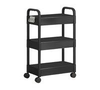 Carrello portautensili a 3 livelli con ruote bloccabili e portaoggetti da cucina con gancio extra per cucina, ufficio, bagno, lavanderia, organizer mobile per snack, piante, decorazione, 69 x 33 x 22