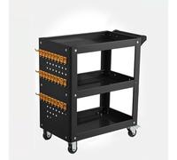 Carrello portautensili a 3 livelli con ruote, organizer per attrezzi con pannello forato, ganci e secchio portaoggetti per garage, magazzino e officina