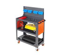 Carrello portautensili a 3 ripiani con pannello forato, organizer for riporre oggetti pesanti, maniglie ergonomiche, for garage, officina, magazzino, officina di riparazione(78x45x120cm)