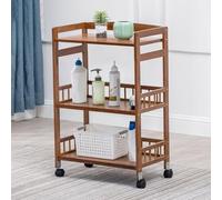 Carrello portautensili a 3 ripiani, in bambù, per cucina, bagno e lavanderia, scaffale mobile